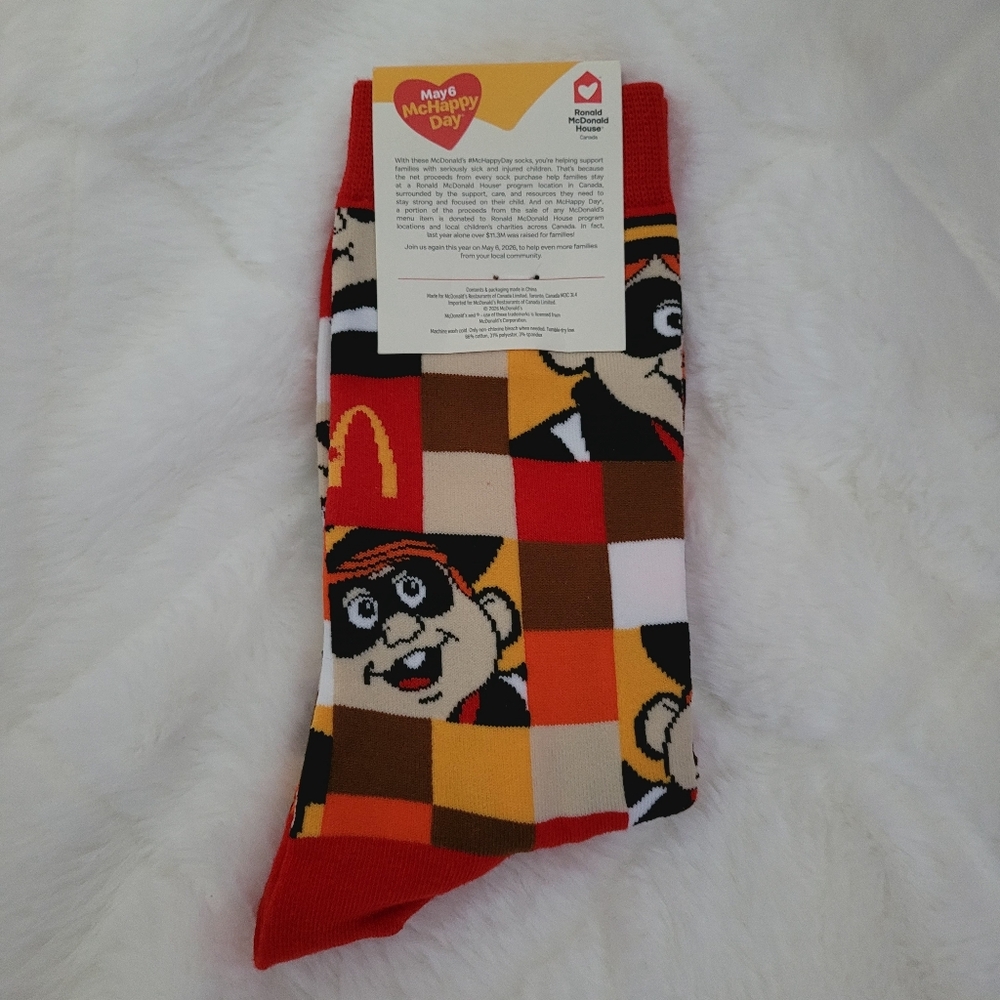 McDonald's 2026 Multicolor Checkered Mascot Crew Socks
